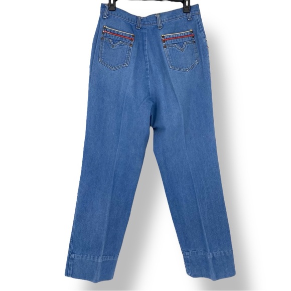 Vintage Kmart 70s High Waisted Pleated Trouser Blue Jeans size 17/18 - Picture 2 of 14